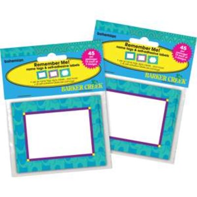 Barker Creek Self-adhesive Bohemian School Name Tags, 2.75" x 3.5", 90/Set (BC3769)