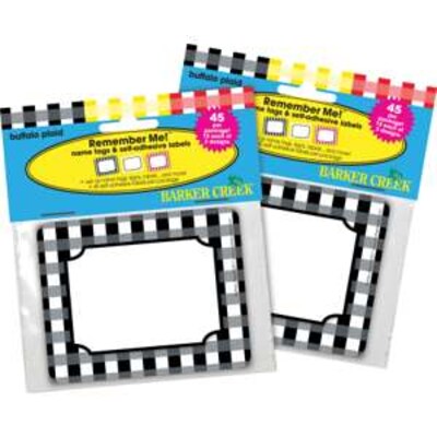 Barker Creek Self-adhesive Buffalo Plaid School Name Tags, 2.75" x 3.5", 90/Set (BC3770)
