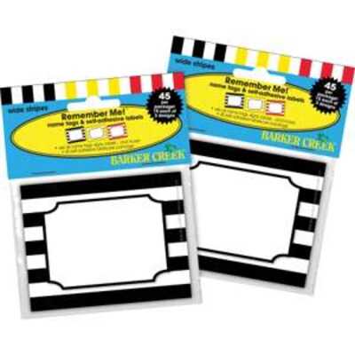 Barker Creek Self-adhesive Wide Stripes School Name Tags, 2.75" x 3.5", 90/Set (BC3773)