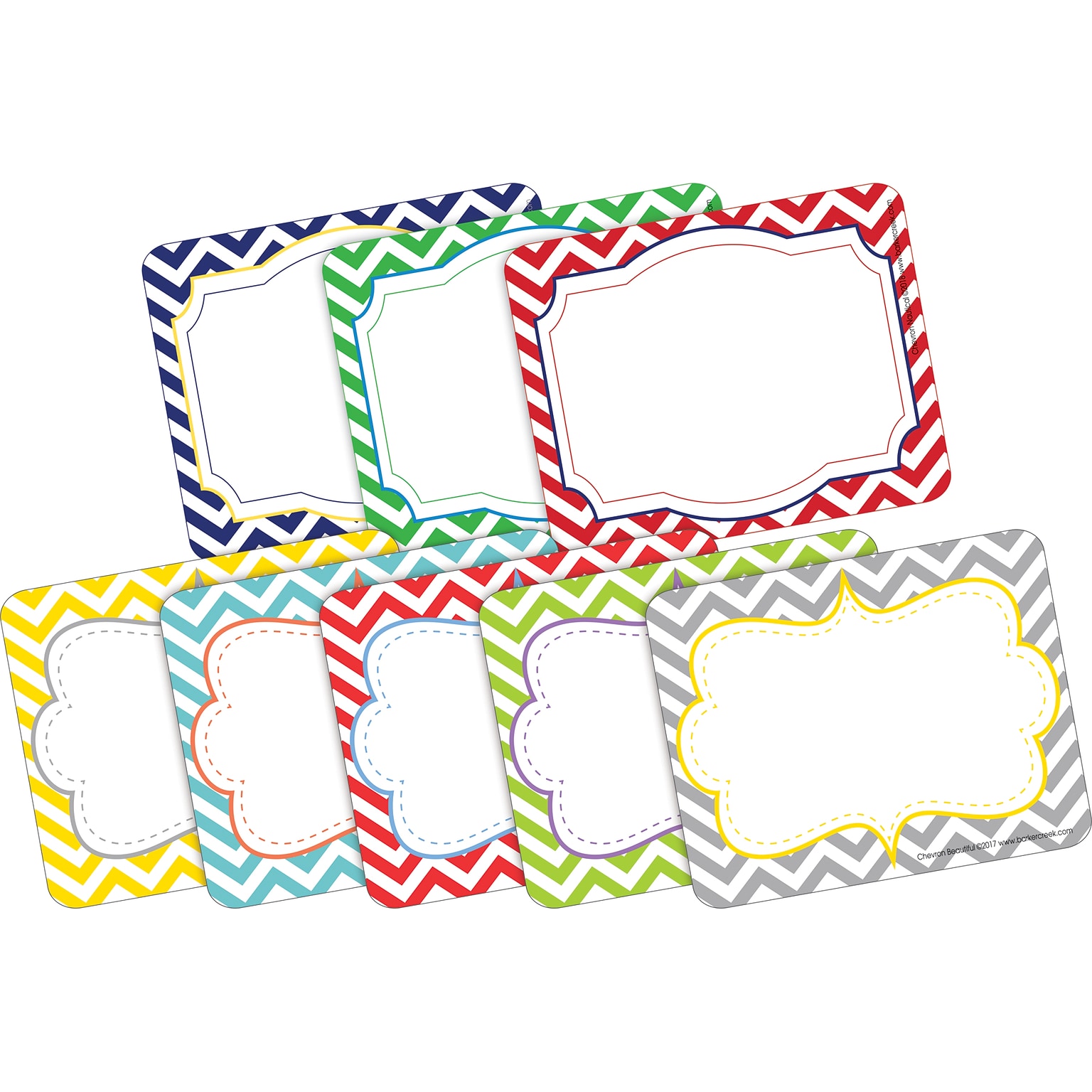 Barker Creek Self-adhesive Chevron School Name Tags, 2.75 x 3.5, 90/Set (BC3775)
