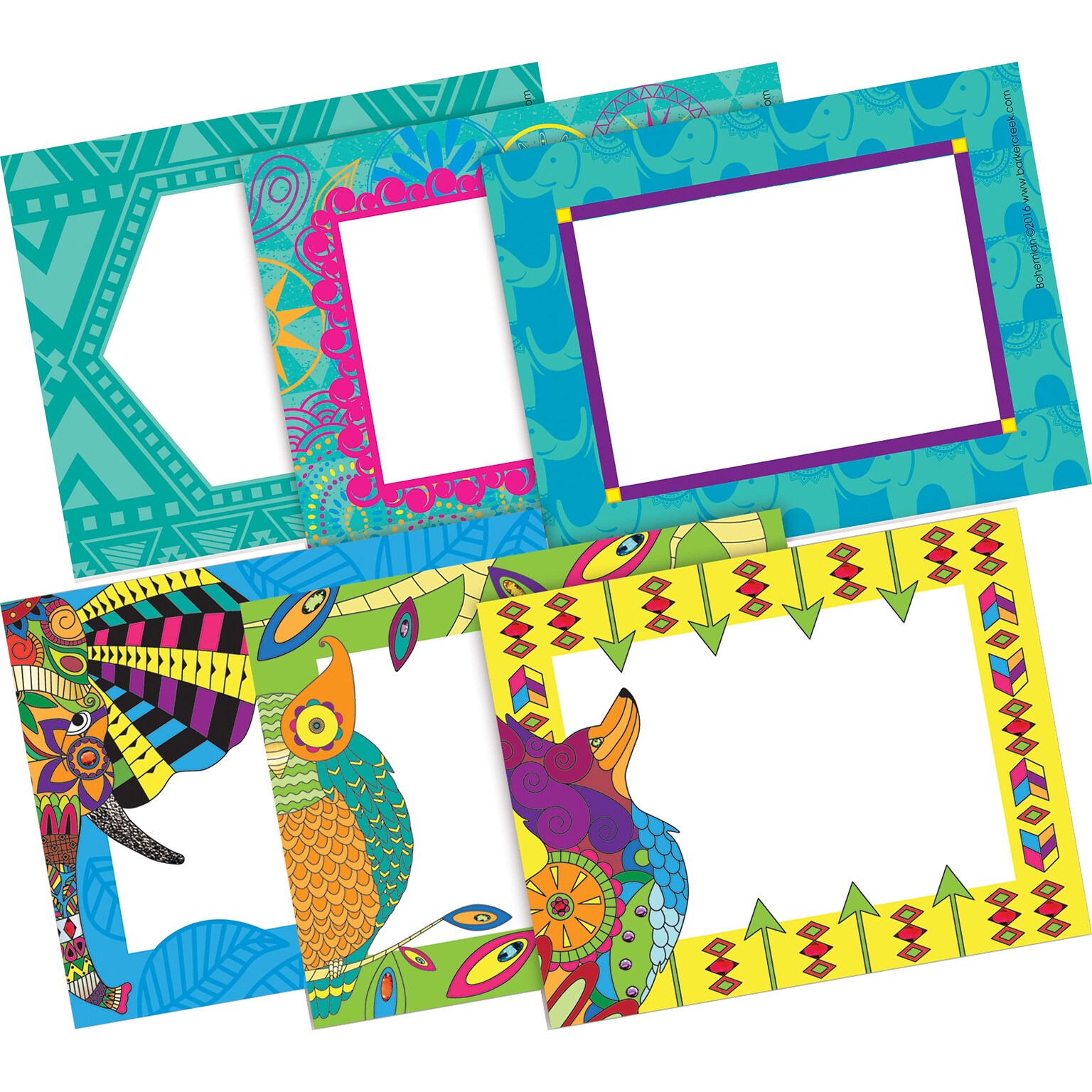 Barker Creek Self-adhesive Bohemian & Bohemian Animals School Name Tags, 2.75 x 3.5, 90/Set (BC3778)