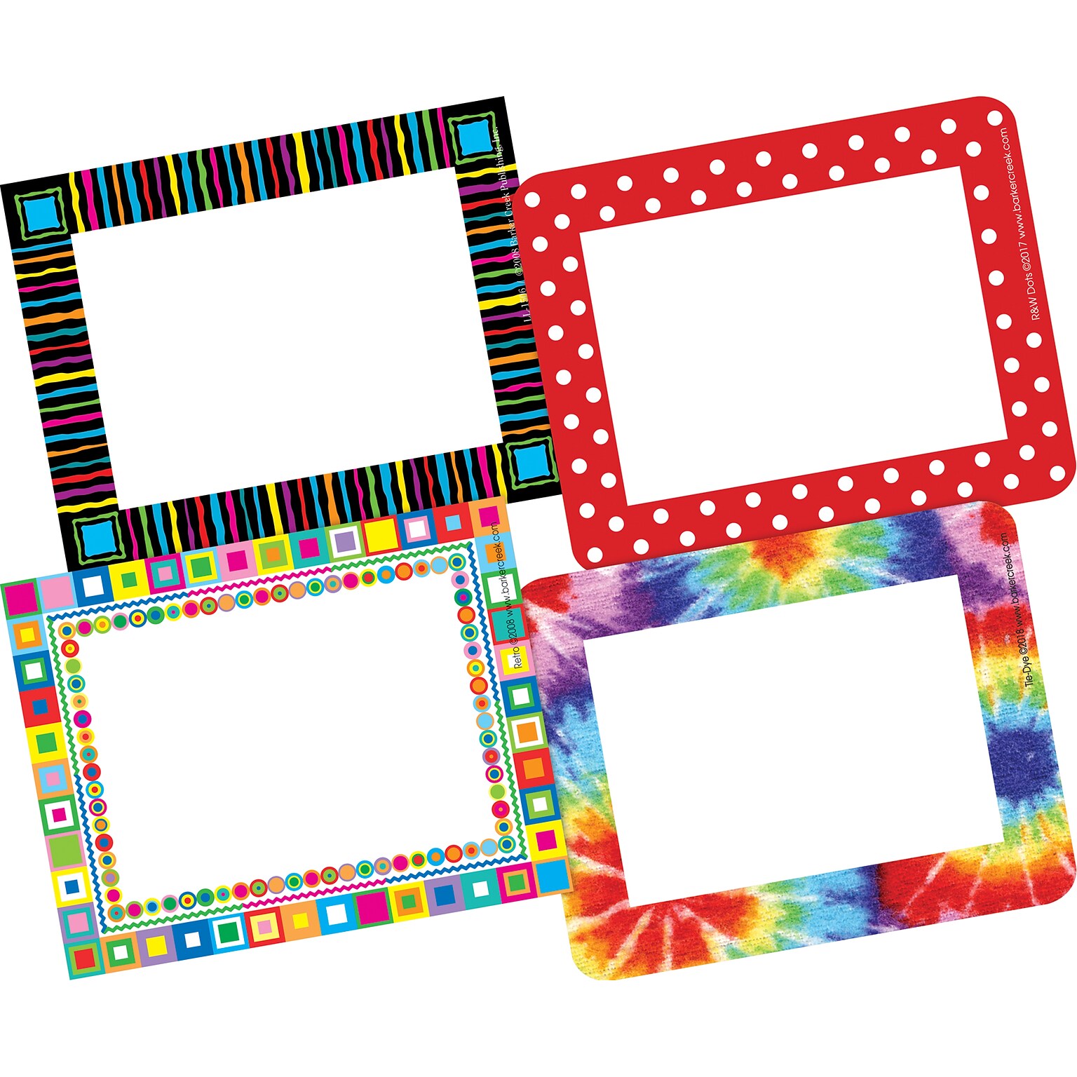 Barker Creek Groovy Name Tags, Self-Adhesive Labels Set, 180/Set (BC3781)