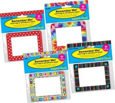 Barker Creek Groovy Name Tags, Self-Adhesive Labels Set, 180/Set (BC3781)