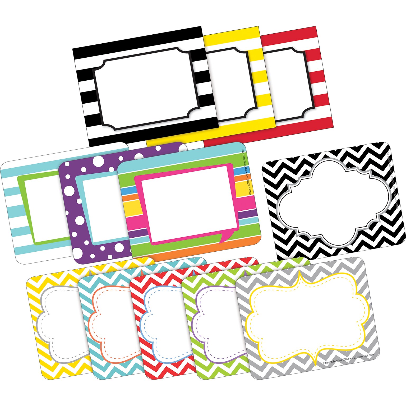 Barker Creek Chevron & Stripes Self-adhesive School Name Tags, 2.75 x 3.5, 180/Set (BC3784)