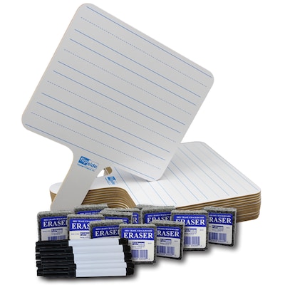 Flipside Two-Sided Rectangular Dry Erase Whiteboard Set, 7.75 x 10, 12 Sets of 3 (FLP18123)