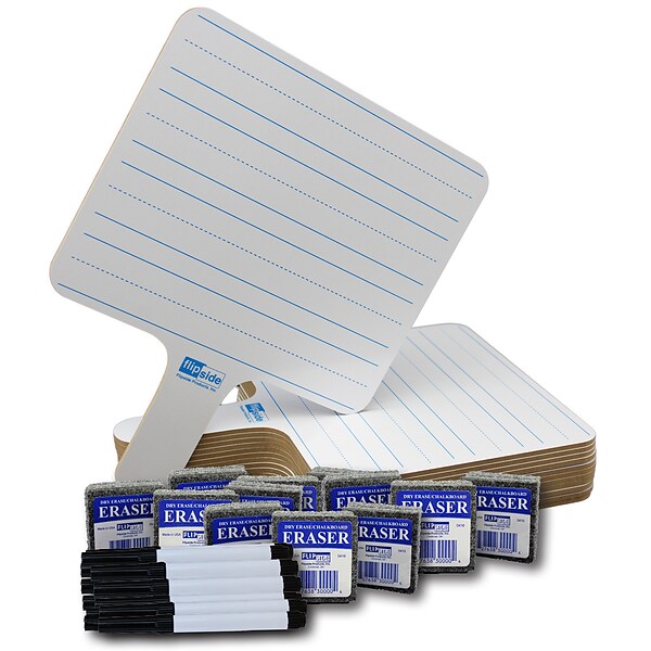 Flipside Two-Sided Rectangular Dry Erase Whiteboard Set, 7.75 x 10, 12 Sets of 3 (FLP18123)