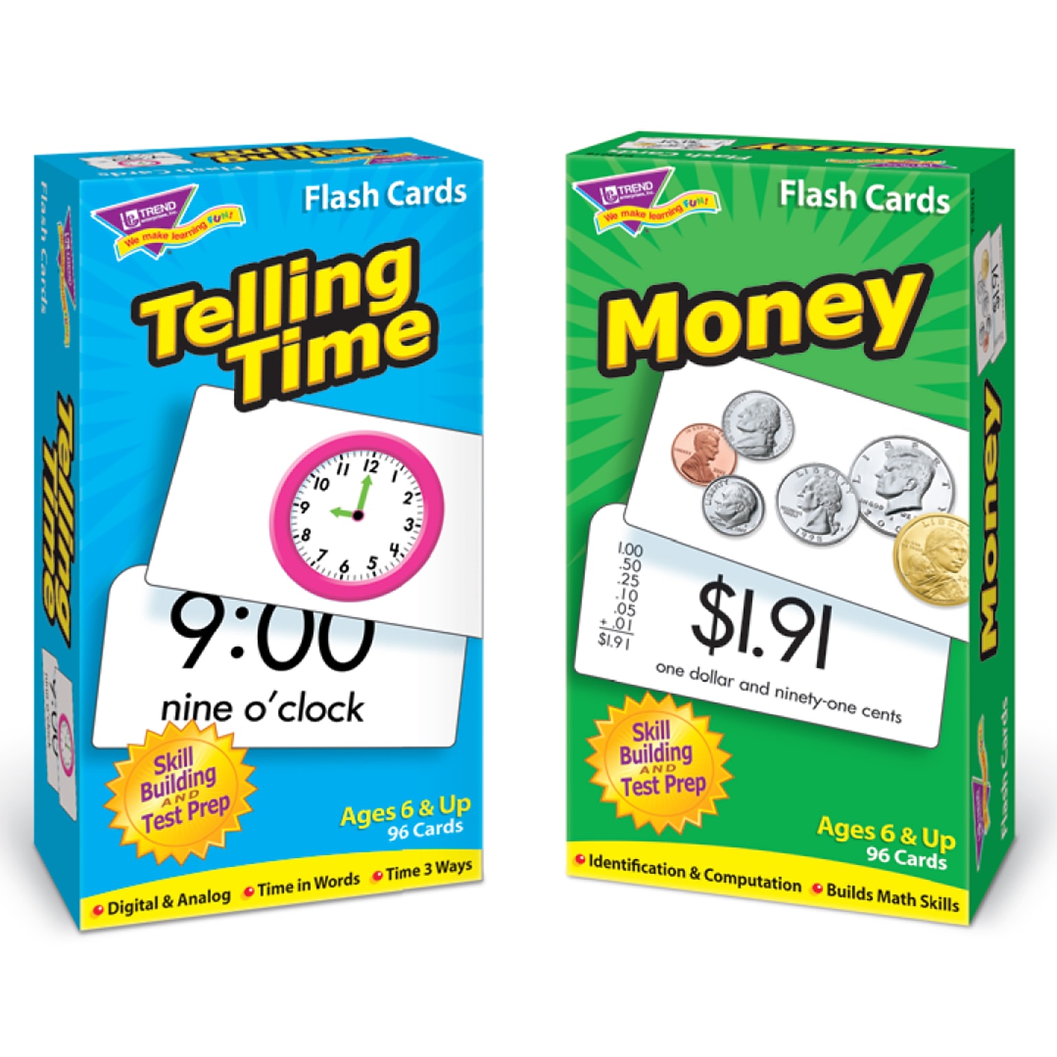 Time and Money Skill Drill Flash Cards Assortment for Grades 1-5, Pack of 192 (T-53905)