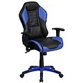 High Back Monterey Blue Vinyl Executive Swivel Office Chair with Inner-Coil Spring Comfort Seat and Blue Base [CP-B329A02-BL-GG]
