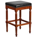 30 High Backless Light Cherry Wood Barstool with Black Leather Seat [TA-4102A-30-LC-GG]