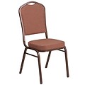 HERCULES Series Crown Back Stacking Banquet Chair with Brown Fabric and 2.5 Thick Seat - Copper Vein Frame [FD-C01-COP-1-GG]