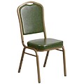 HERCULES Series Crown Back Stacking Banquet Chair with Green Vinyl and 2.5 Thick Seat - Gold Frame [FD-C01-G-3-GG]
