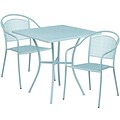 28 Square Sky Blue Indoor-Outdoor Steel Patio Table Set with 2 Round Back Chairs [CO-28SQ-03CHR2-SKY-GG]