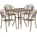 28 Square Gold Indoor-Outdoor Steel Patio Table Set with 4 Round Back Chairs [CO-28SQ-03CHR4-GD-GG]