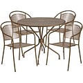 35.25 Round Gold Indoor-Outdoor Steel Patio Table Set with 4 Round Back Chairs [CO-35RD-03CHR4-GD-GG]