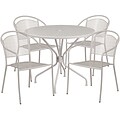 35.25 Round Light Gray Indoor-Outdoor Steel Patio Table Set with 4 Round Back Chairs [CO-35RD-03CHR4-SIL-GG]