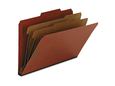 Smead 100% Recycled Pressboard Classification Folders, 2 Expansion, Legal Size, 2 Dividers, Red, 10