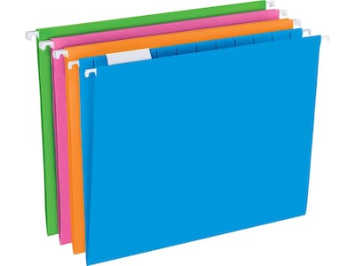 Pendaflex Glow Poly Hanging File Folders, 1/5-Cut Tab, Letter Size, Assorted Colors, 12/Pack (81673)