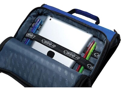 Case It King Size Mighty Zip Tab Binder, 3 Rings, 4 Capacity, 11 x 8.5, Blue