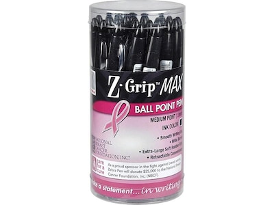 Zebra Z-Grip Max BCA Retractable Ballpoint Pen, Bold Point, 1.2mm, Black Ink, 24 Pack (32577)