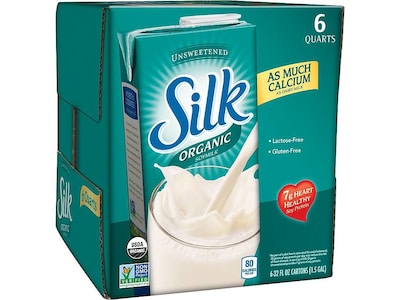UPC 025293001060 product image for Silk Organic Unsweetened Original Lactose Free Soy Milk, 32 oz, 6/Carton (WWI001 | upcitemdb.com