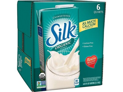 Silk Organic Unsweetened Original Lactose Free Soy Milk, 32 oz., 6/Carton (WWI00106)