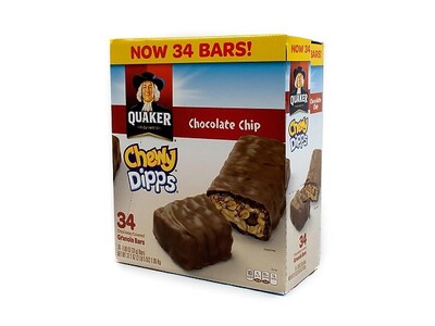 Quaker Chewy Dipps Bars, Chocolate Chip, 1.09 Oz., 34/Box (220-00437)