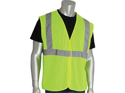 Protective Industrial Products Hook & Loop Safety Vest, ANSI Class R2, X-Large, Hi-Vis Lime Yellow (302-MVG-LY/XL)