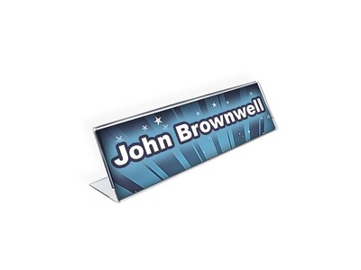 Azar Nameplate Holders, 8 x 2, Horizontal, Tabletop, Clear Acrylic, 10/Pack (112703)