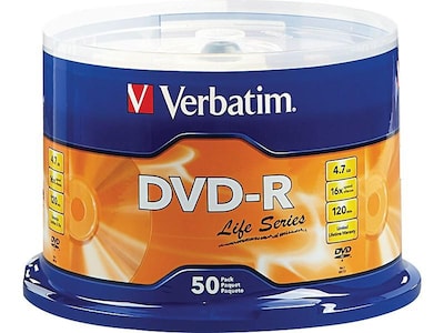 Verbatim Life Series 97176 16x DVD-R, Silver, 50/Pack