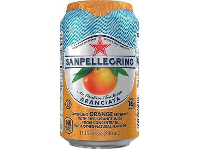 San Pellegrino® Sparkling Fruit Beverages, Orange, 11.15oz. Can, 12/PK (12224740)