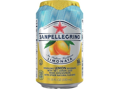 San Pellegrino® Sparkling Fruit Beverages, Lemon, 11.15oz. Can, 12/PK (12177426)