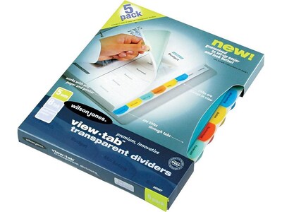 Wilson Jones View-Tab Filing Dividers, Letter Size, Multicolor, 5/Pack(W55567)