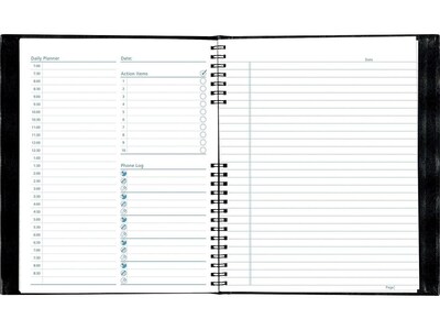 Blueline NotePro Undated Daily Planner, 8.5"W x 10.75"H, Black (A30C.81)