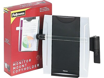 Fellowes Office Suites Monitor Metal Document Holder Mount with Clip & Guide Bar, Black/Silver (8033301)