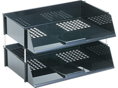 Deflect-O Side Loading Letter Trays, Black, 2/Set (582704)