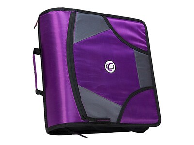 Case It King Sized Zip Tab 4 3-Ring Zipper Binders, D-Ring, Purple (D-186 PUR)