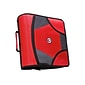 Case It King Sized Zip Tab 4" 3-Ring Zipper Binders, D-Ring, Red (D-186 RED)