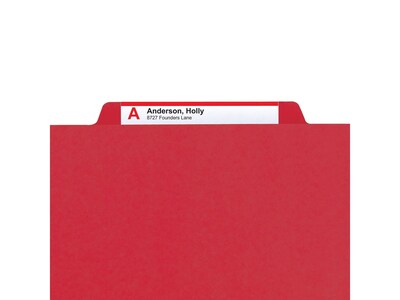 Smead Pressboard Classification Folders with SafeSHIELD Fasteners, Legal Size, 2 Dividers, Bright Re