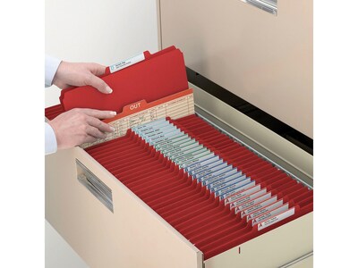 Smead Pressboard Classification Folders with SafeSHIELD Fasteners, Legal Size, 2 Dividers, Bright Red, 10/Box (19031)