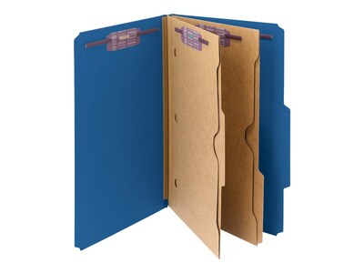 Smead Pressboard Classification Folders, 2/5-Cut Tab, Legal Size, 2 Dividers, Dark Blue, 10/Box (19077)