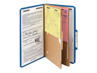 Smead Pressboard Classification Folders, 2/5-Cut Tab, Legal Size, 2 Dividers, Dark Blue, 10/Box (19077)