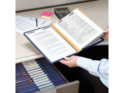 Smead Pressboard Classification Folders with SafeSHIELD Fasteners, Legal Size, 2 Dividers, Dark Blue, 10/Box (19035)