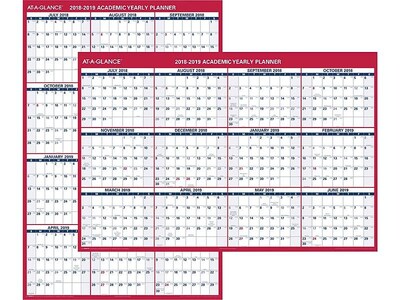 2018-2019 Academic AT-A-GLANCE 32H x 48W Wall Calendar, XL 2-Sided, Red (PM36AP2819)