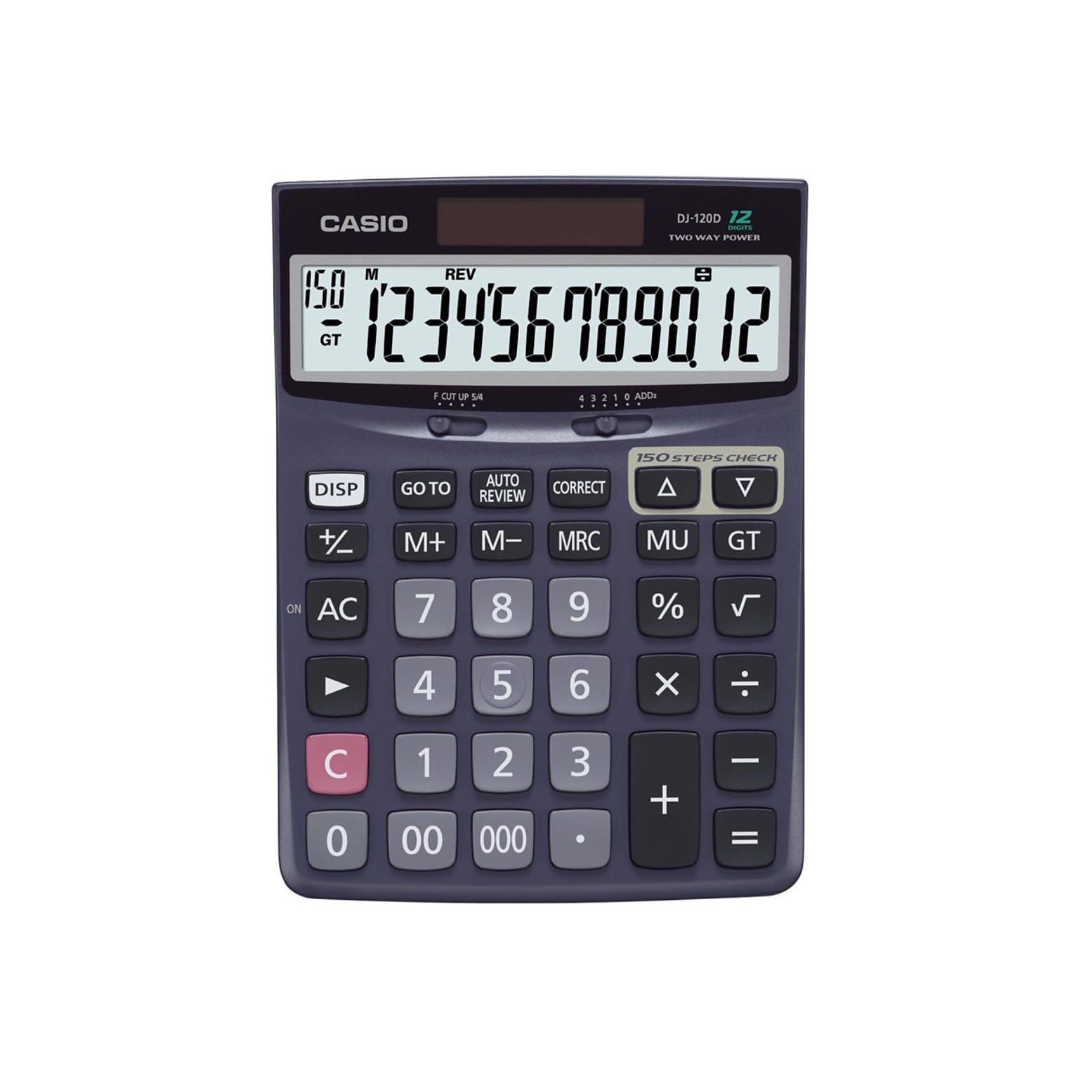 Casio DJ-120D 12-Digit Desktop Calculator, Black