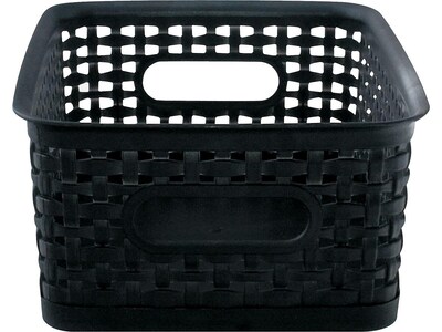 Advantus Weave Plastic Bins, Black, 3/Pack (AVT40326)