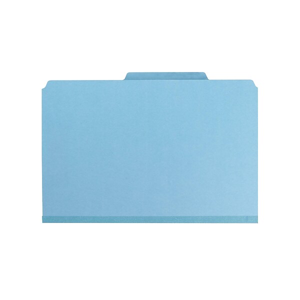 Smead Pressboard Classification Folders with SafeSHIELD Fasteners, 2 Expansion, Legal Size, 1 Divider, Blue, 10/Box (18730)