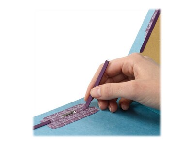 Smead Pressboard Classification Folders with SafeSHIELD Fasteners, 2" Expansion, Legal Size, 1 Divider, Blue, 10/Box (18730)