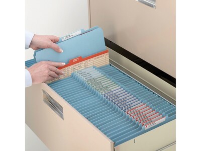 Smead Pressboard Classification Folders with SafeSHIELD Fasteners, 2" Expansion, Legal Size, 1 Divider, Blue, 10/Box (18730)