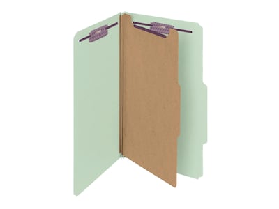 Smead Pressboard Classification Folders with SafeSHIELD Fasteners, Legal Size, 1 Divider, Gray/Green, 10/Box (18776)