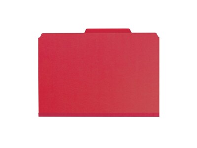 Smead Pressboard Classification Folders with SafeSHIELD Fasteners, Legal Size, 1 Divider, Bright Red